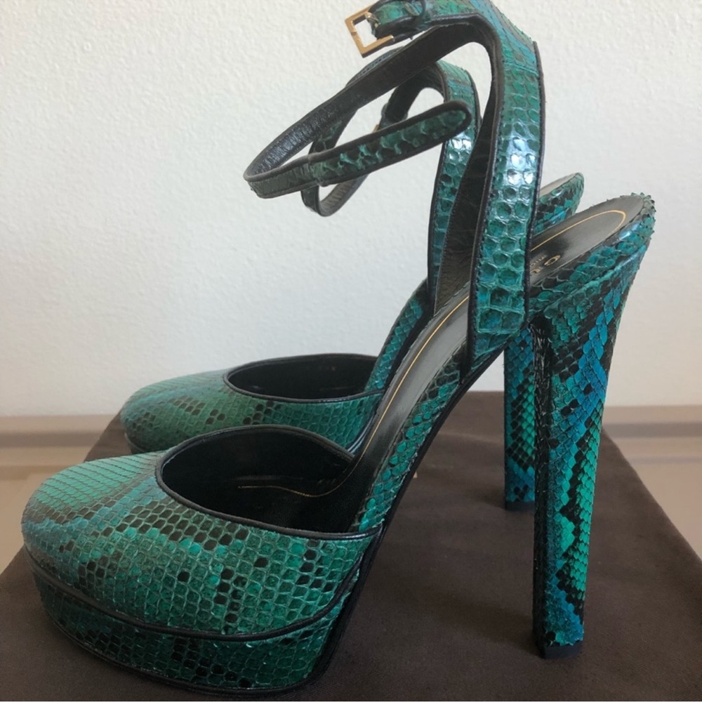 Gucci Huston Python Platform Pumps 39.5 EU - Picture 7 of 8